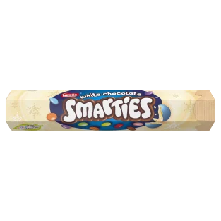 "Smarties White Chocolate Giant Hexatube: Een kleurrijke traktatie met romige witte chocolade en knapperige Smarties. De ultieme zoete verwennerij in een opvallende hexagonale verpakking!"